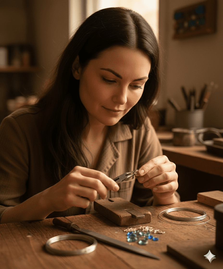 Sophie à son établi